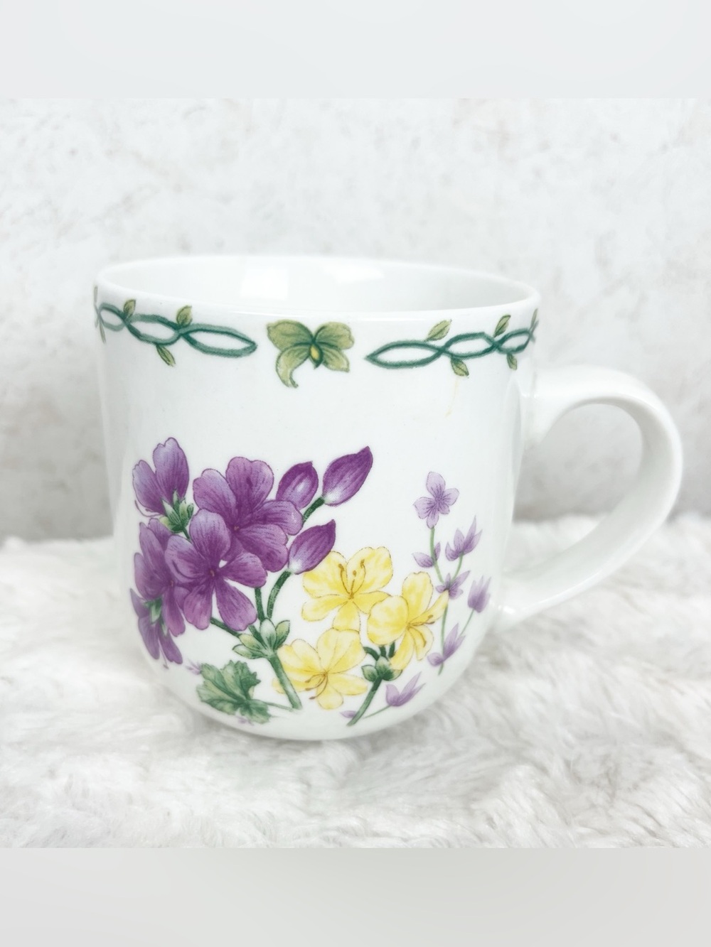 Vintage Thomson Pottery Floral Garden Coffee Mug Cup Wildflowers Cottagecore